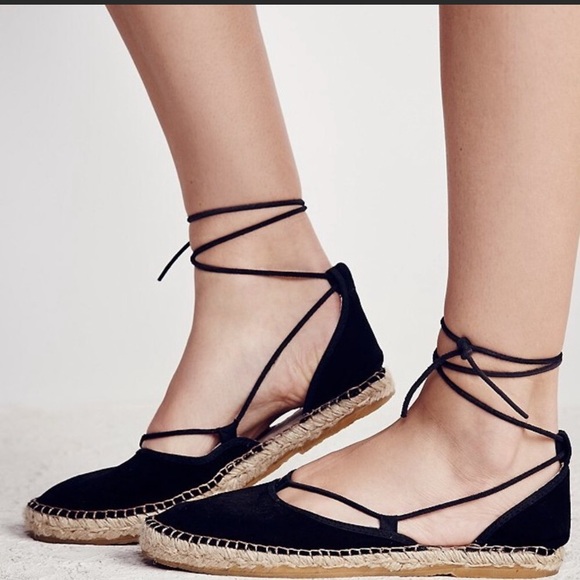 Free People Shoes - Free People Marina Black Lace Up Espadrille Flat 9